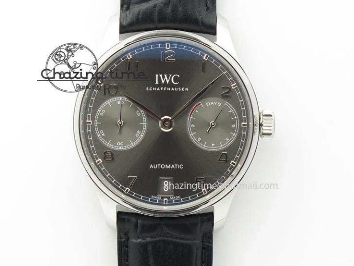 MIROTIME 0111 Cozy Portuguese Tourbillon IW5463 SS ZF Best Edition White Dial Blue Hands on Blue Leather Strap 7172